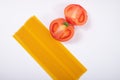 Tomato and pasta in white background Royalty Free Stock Photo