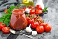 Tomato paste and fresh tomatoes, tomatos puree Royalty Free Stock Photo