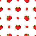 Tomato pattern seamless, Red tomatoes on a white background, Vector thin line icons