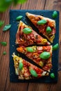 Tomato puff pastry tart, top view