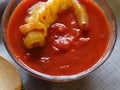 Tomato puree soup with chili peppers Royalty Free Stock Photo