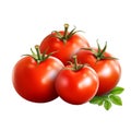 Tomato. Realistic close-up illustration of fresh vegetable, isolated on white background. Generative AI