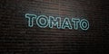 TOMATO -Realistic Neon Sign on Brick Wall background - 3D rendered royalty free stock image