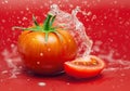 Tomato on Red background