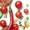 Tomato and red hot chili peppers Royalty Free Stock Photo