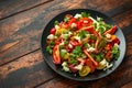 Tomato salad with feta cheese, spring onion and parsley. Healthy summer food Royalty Free Stock Photo