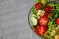 Tomato Salad With Feta Cheese, Spring Onion And Parsley. Healthy Summer Food Royalty Free Stock Photo