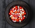 tomato salad with red onion and white cheese