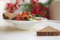 Tomato salad and rye bread Royalty Free Stock Photo