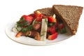 Tomato salad and rye bread Royalty Free Stock Photo