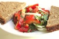 Tomato salad and rye bread Royalty Free Stock Photo