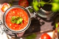 Tomato salsa in a glass jar Royalty Free Stock Photo