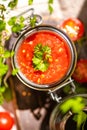 Tomato salsa in a glass jar Royalty Free Stock Photo