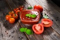 Tomato sauce and fresh tomatos Royalty Free Stock Photo