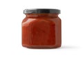 Tomato sauce jar on white Royalty Free Stock Photo