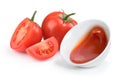 Tomato sauce in pot with saucers Royalty Free Stock Photo