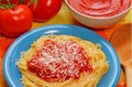 Tomato sauce spaghetti dish Royalty Free Stock Photo