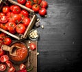 Tomato sauce with spices, hot pepper and garlic. Royalty Free Stock Photo
