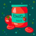 Tomato sauce. Vector illustration with a jar of sauce and tomatoes Royalty Free Stock Photo