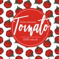 Tomato seamless pattern and emblem ripe organic vegetable farm food