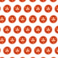 Tomato side view in section, seamless pattern vegetable tomato. Isolated picture on a white background. Royalty Free Stock Photo