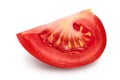 Tomato slice isolated on white background with clipping path and full depth of field. Royalty Free Stock Photo