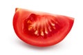 Tomato slice isolated on white background with clipping path and full depth of field. Royalty Free Stock Photo