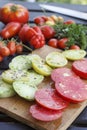 Tomato slice red and green Royalty Free Stock Photo