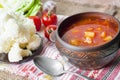 Tomato soup with cabbage and cauliflower Royalty Free Stock Photo