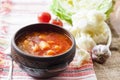 Tomato soup with cabbage and cauliflower Royalty Free Stock Photo