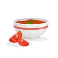 Tomato soup Gazpacho in a bowl.