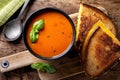 Tomato Soup and Grilled Cheese Sandwich Royalty Free Stock Photo