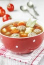 Tomato soup with meatballs Royalty Free Stock Photo