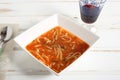 Tomato soup with nodles Royalty Free Stock Photo