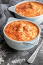 Tomato soup with noodles and meatballs Royalty Free Stock Photo