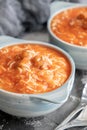 Tomato soup with noodles and meatballs Royalty Free Stock Photo