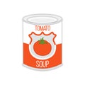 Tomato soup tin can isolated, editable vector illustration for food decoration, t shirt print, poster, Royalty Free Stock Photo