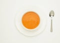 Tomato soup in white bowl Royalty Free Stock Photo