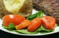 Tomato and spinach salad close up Royalty Free Stock Photo