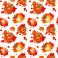 Tomato with splash. Seamless pattern. Watercolor Royalty Free Stock Photo