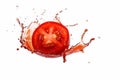 Tomato splashing juice sliced. Generate Ai