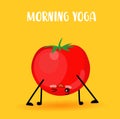 Tomato and sport. Yoga for vegetables. Healthy lifestyle. Vegetarianism and Vegan