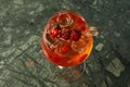 Tomato sprits cocktail on bar counter table