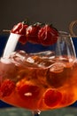 Tomato sprits cocktail on bar counter table