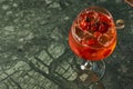 Tomato sprits cocktail on bar counter table