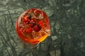 Tomato sprits cocktail on bar counter table