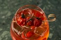 Tomato sprits cocktail on bar counter table