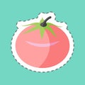 Tomato Sticker in trendy line cut isolated on blue background