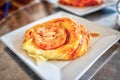 Tomato tart puff pastry topped with cheese Royalty Free Stock Photo
