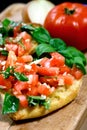 Tomato topped bruschetta Royalty Free Stock Photo